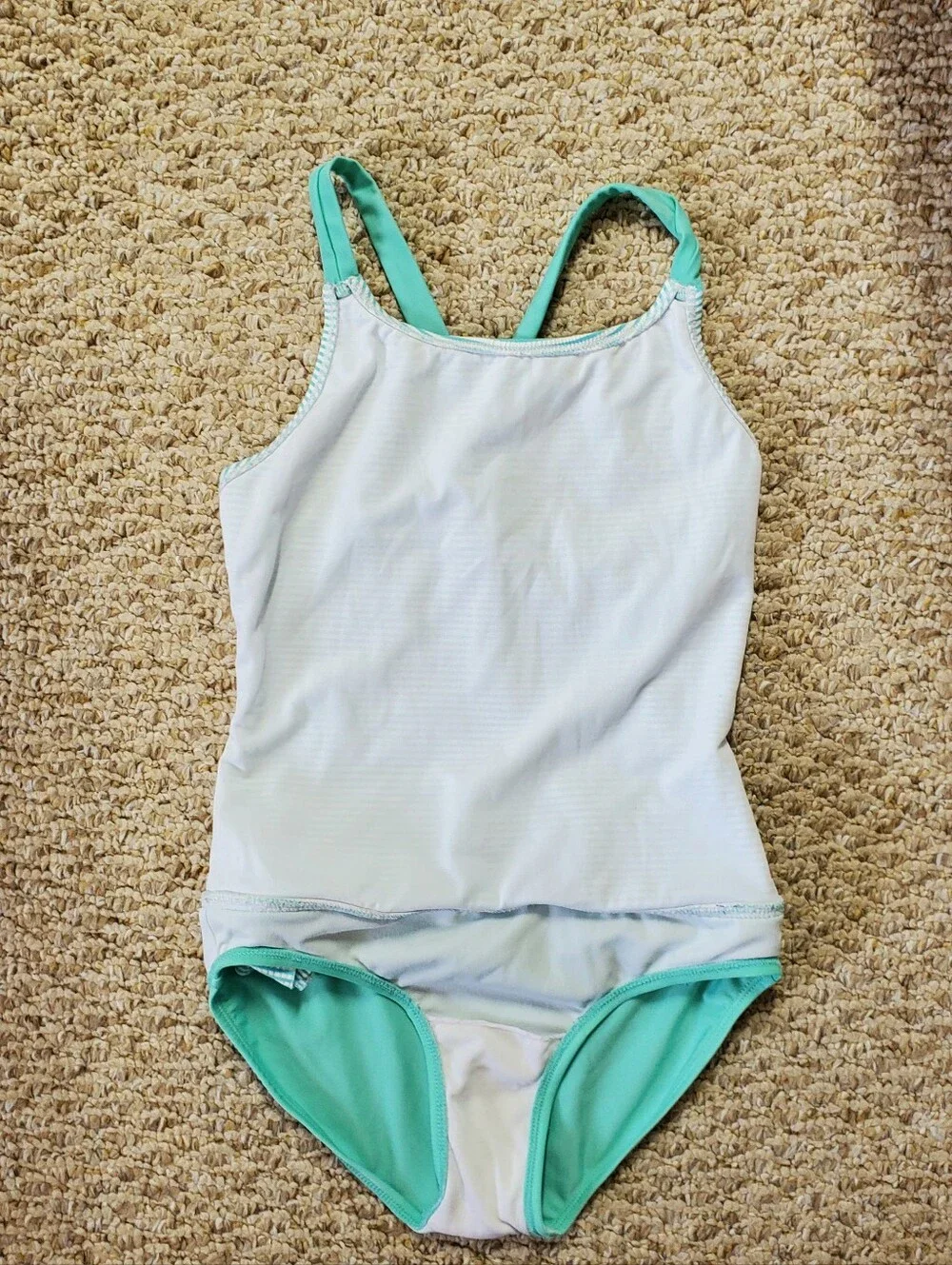 Cat And Jack Girls' Mint Green Stripe Seersucker Ruffle One-Piece Swimsuit LG